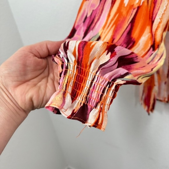 Belle Kim Gravel Blouse Medium Multicolor Abstract Print Long Sleeve Top - Picture 4 of 7